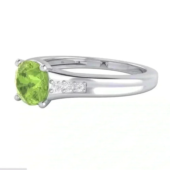 Gorgeous 14k Gold Over Silver Peridot Diamond Ring - Picture 2 of 5